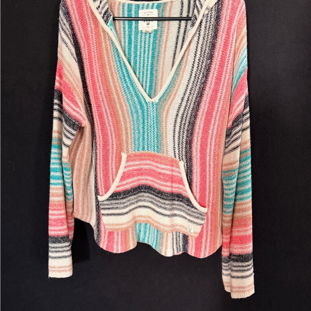 Billabong Teal and Beige Knit Sweater